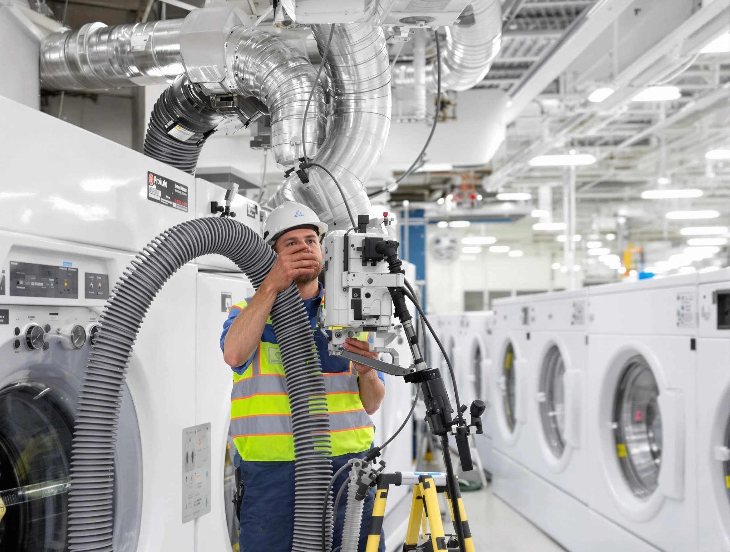 Bellwood Dryer Vent Cleaning team performing commercial-grade dryer vent cleaning at a business facility in Bellwood