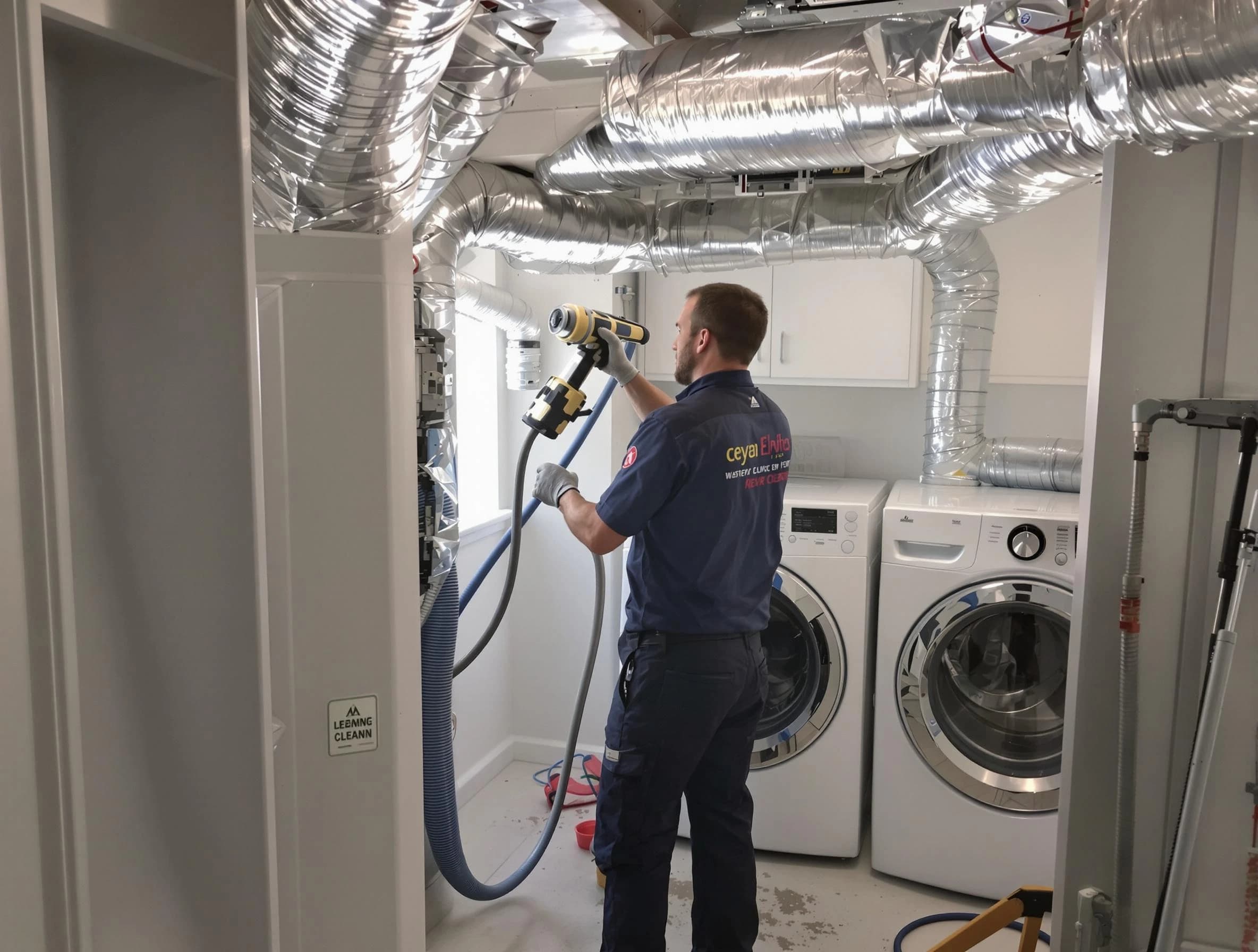 Bellwood Dryer Vent Cleaning specialist using advanced equipment for thorough duct cleaning in Bellwood
