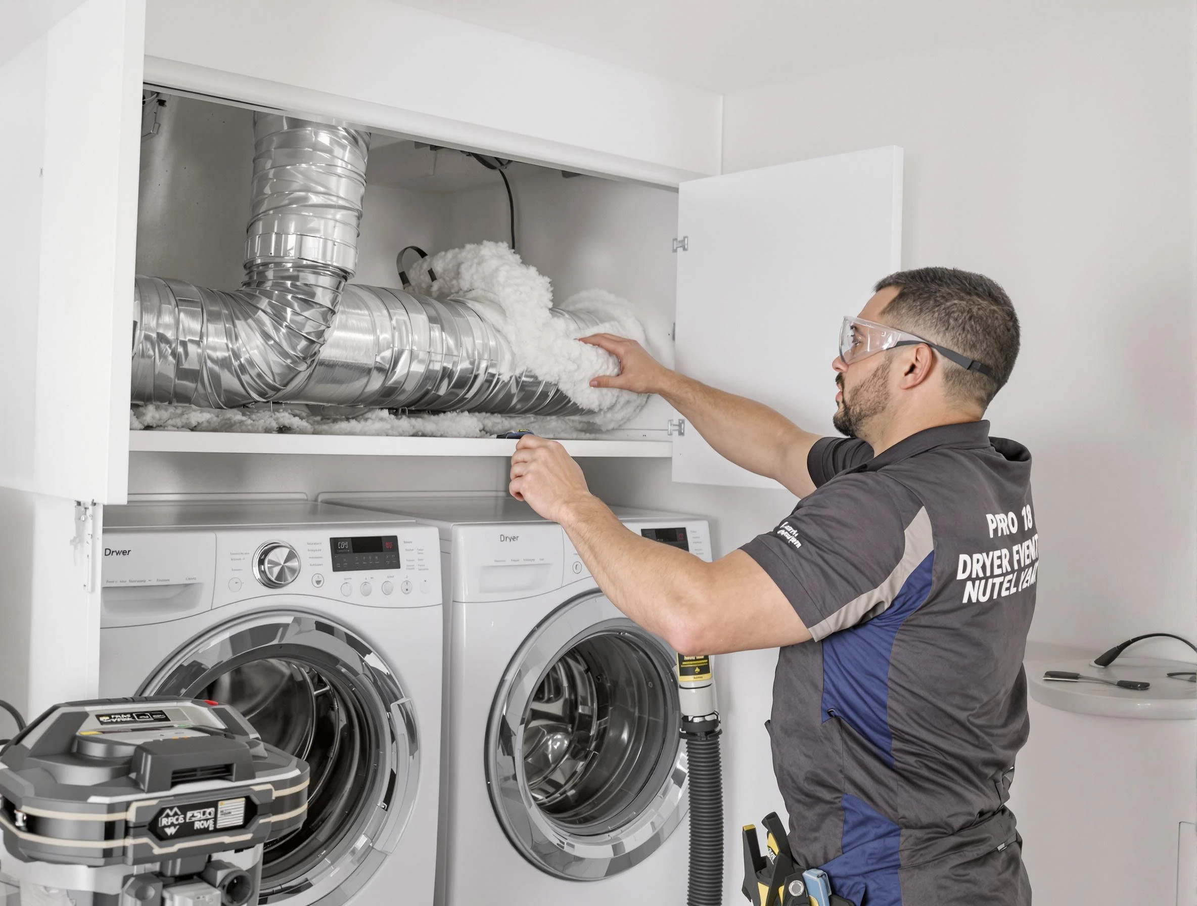 Bellwood Dryer Vent Cleaning certified technician performing specialized gas dryer vent cleaning in Bellwood